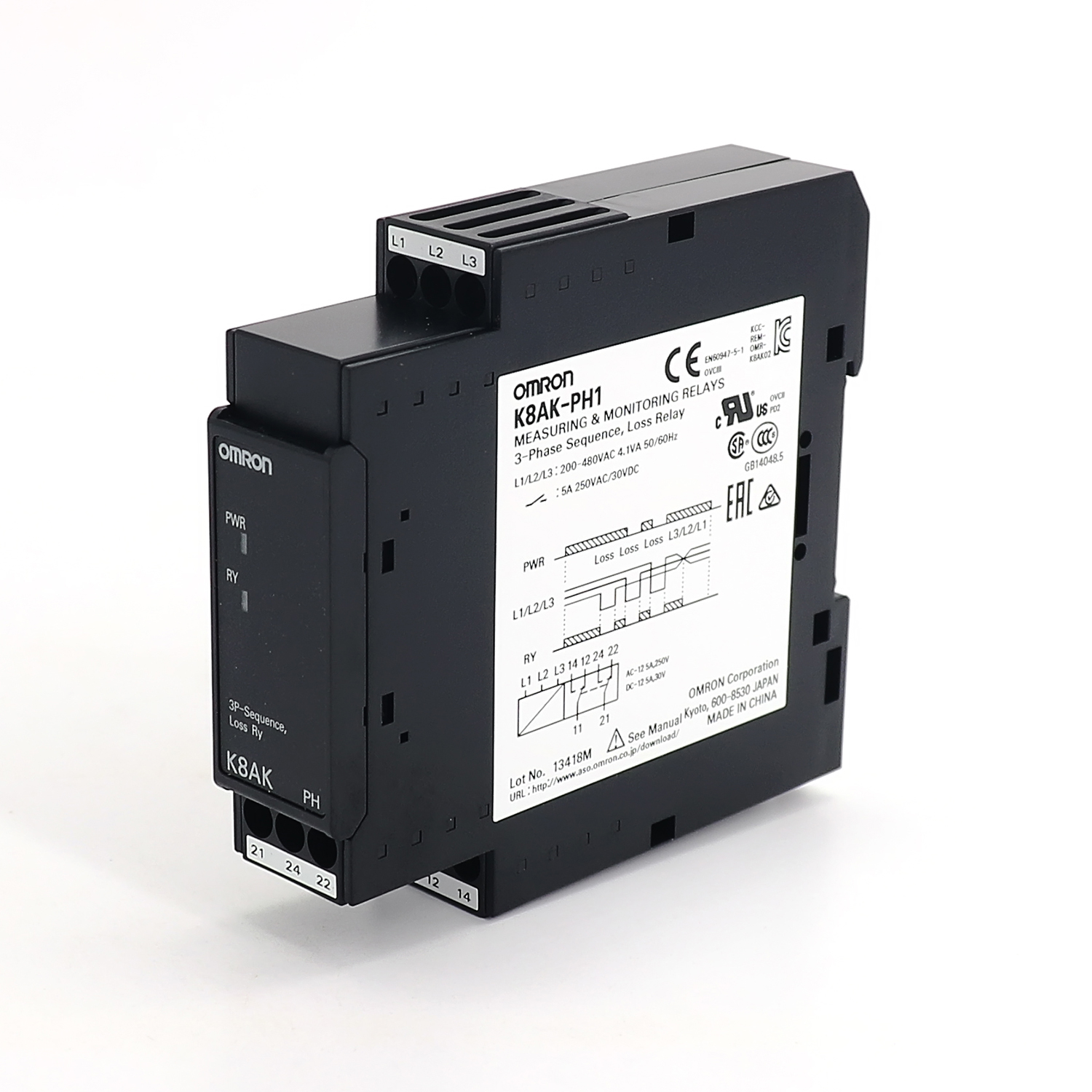 OMRON 欧姆龙 单相过欠电压继电器 K8AK-VW2 24VAC/DC