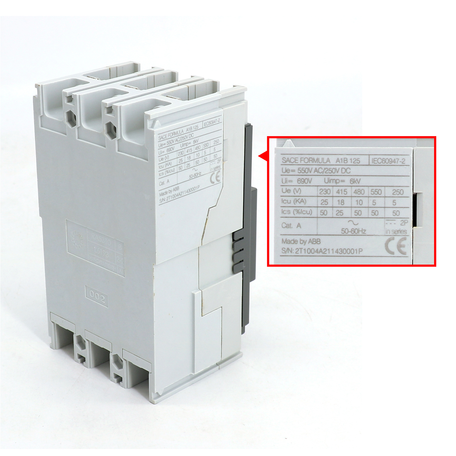 ABB Formula塑壳断路器 A1B125 TMF63/630 FF 4P+RCD