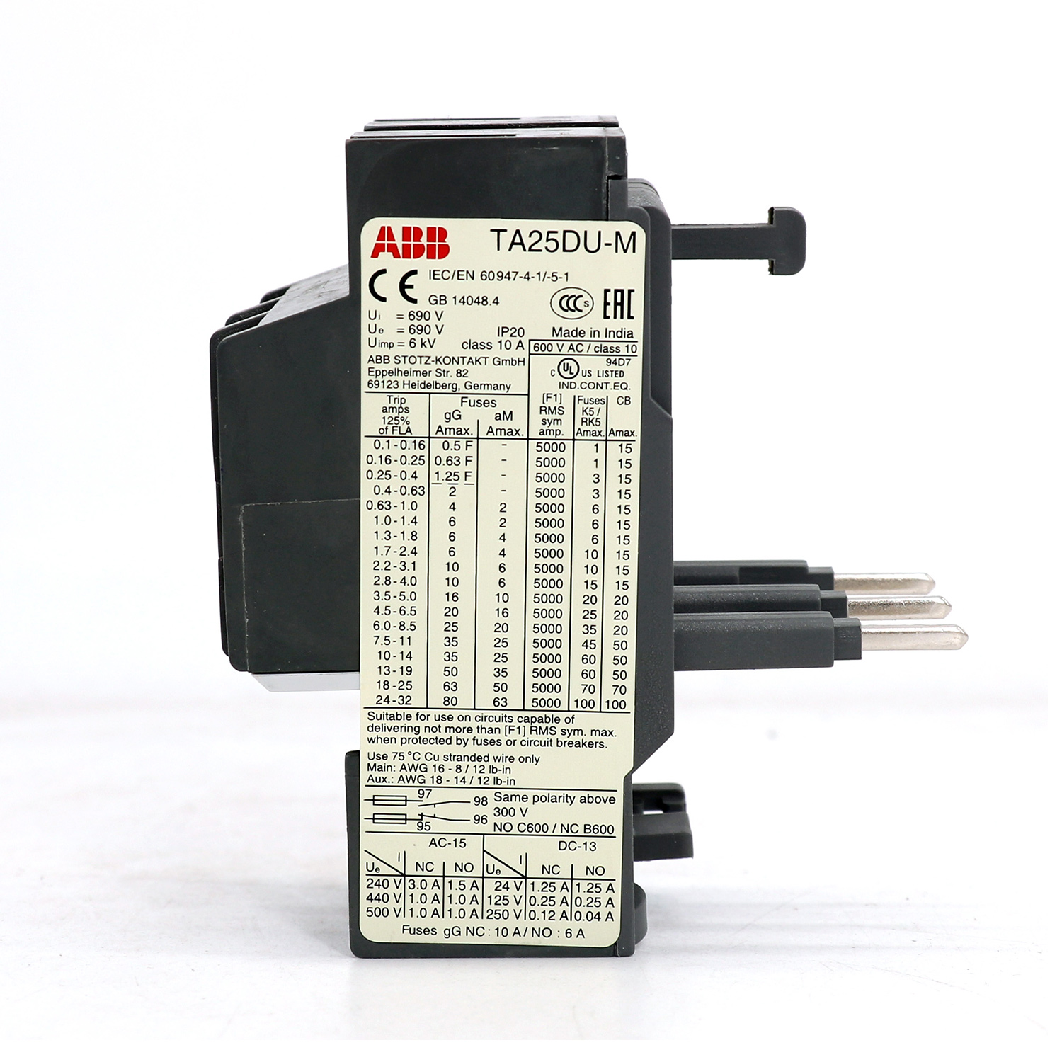 ABB TA系列 热过载继电器 TA25DU-4.0M