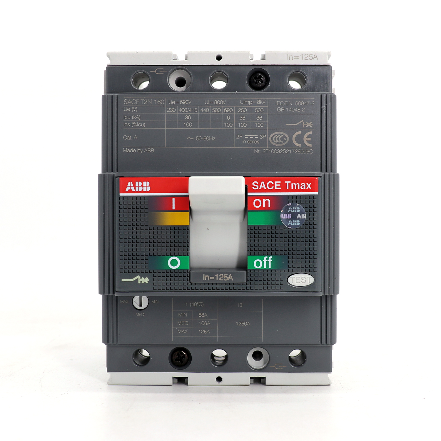 ABB Tmax塑壳断路器 T1N160 TMD63/630 FFC 4P