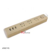 ABB 插排 6位五孔带3USB(3A输出）带总控带灯10A AF608-PG