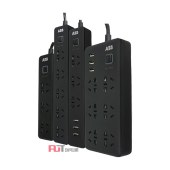 ABB 插排 6位五孔带3USB(3A输出）带总控带灯10A AF608-885