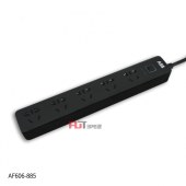 ABB 插排 6位五孔带3USB(3A输出）带总控带灯10A AF608-885